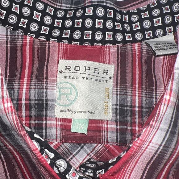 Roper Pearl Snap Women's Long Sleeve Rodeo Red Cowboy Shirt 3X - Picture 7 of 11